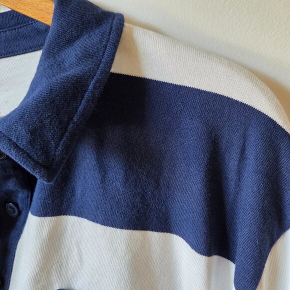 EUC LIKE NEW GAP COTTON WHITE BLUE LARGE STRIPED LONG SLEEVES COLLARED SHIRT M - Picture 10 of 16